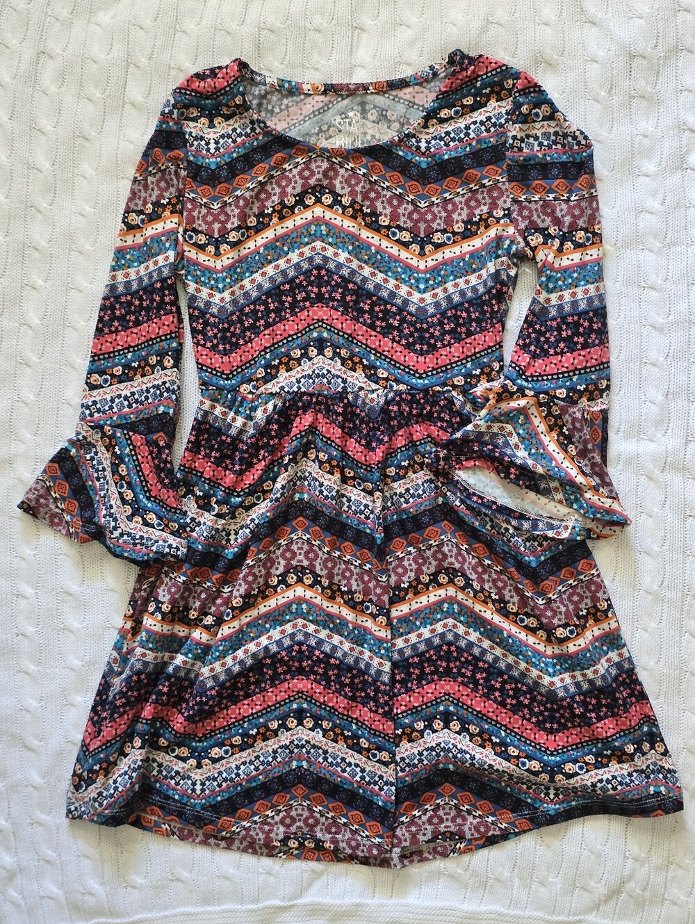 Star Ride Girls Colorful Chevron Dress - Size Small